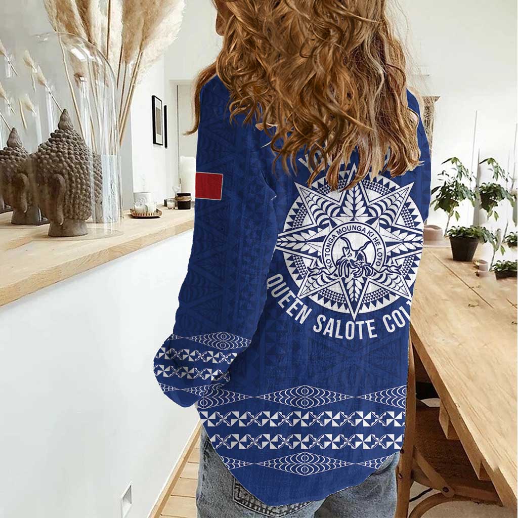 Queen Salote College 100 Years Anniversary Personalized Women Casual Shirt Tonga QSC Royal Blue - Polynesian Pride