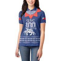 Queen Salote College 100 Years Anniversary Personalized Women Polo Shirt Tonga QSC Royal Blue - Polynesian Pride