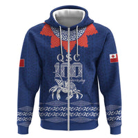 Queen Salote College 100 Years Anniversary Personalized Zip Hoodie Tonga QSC Royal Blue LT7 Zip Hoodie Royal Blue - Polynesian Pride