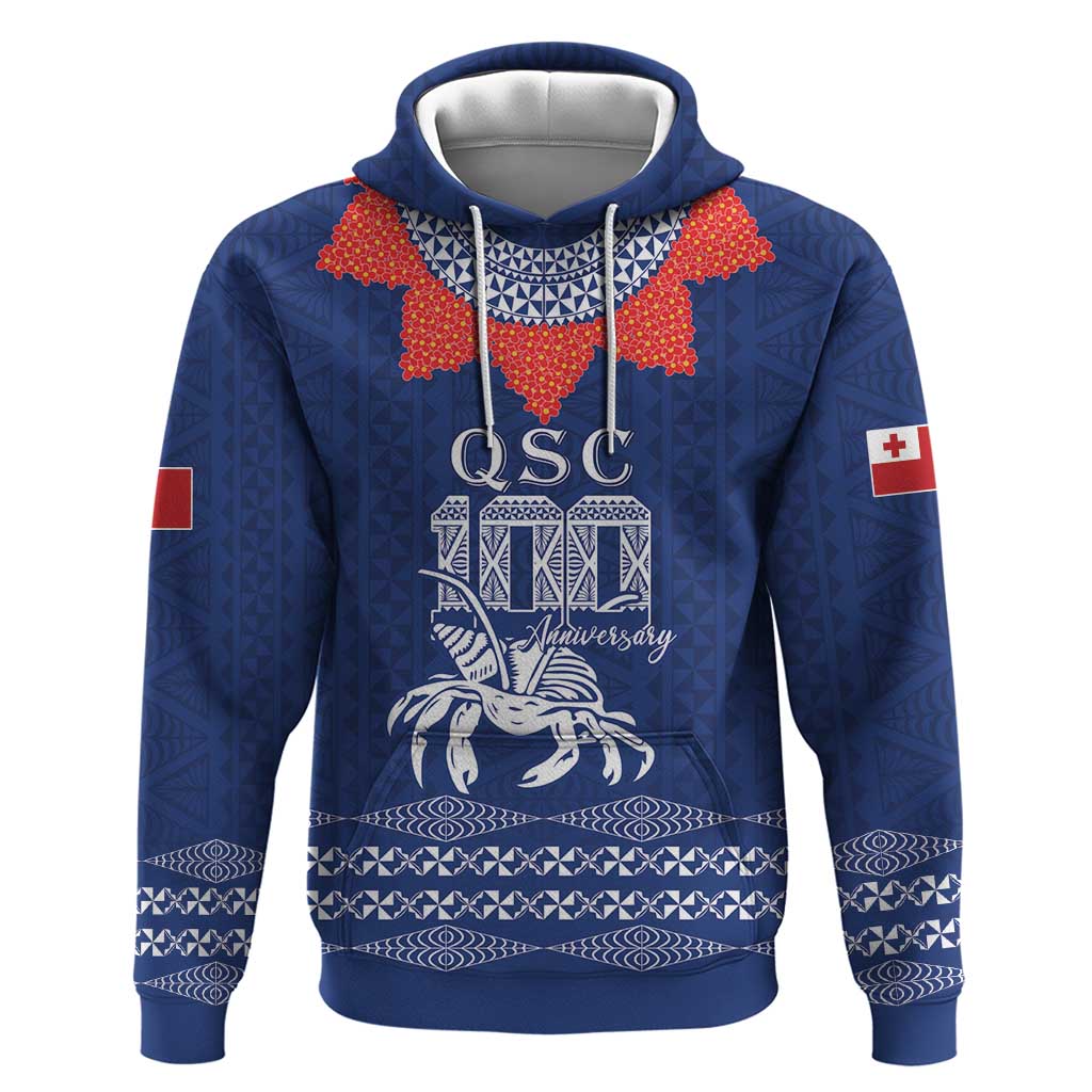 Queen Salote College 100 Years Anniversary Personalized Zip Hoodie Tonga QSC Royal Blue LT7 Pullover Hoodie Royal Blue - Polynesian Pride