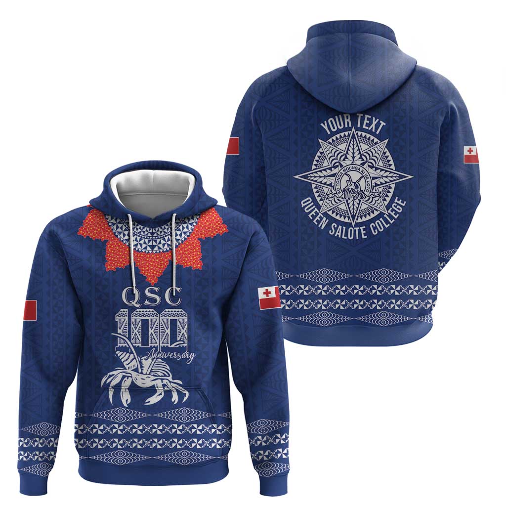 Queen Salote College 100 Years Anniversary Personalized Zip Hoodie Tonga QSC Royal Blue LT7 - Polynesian Pride