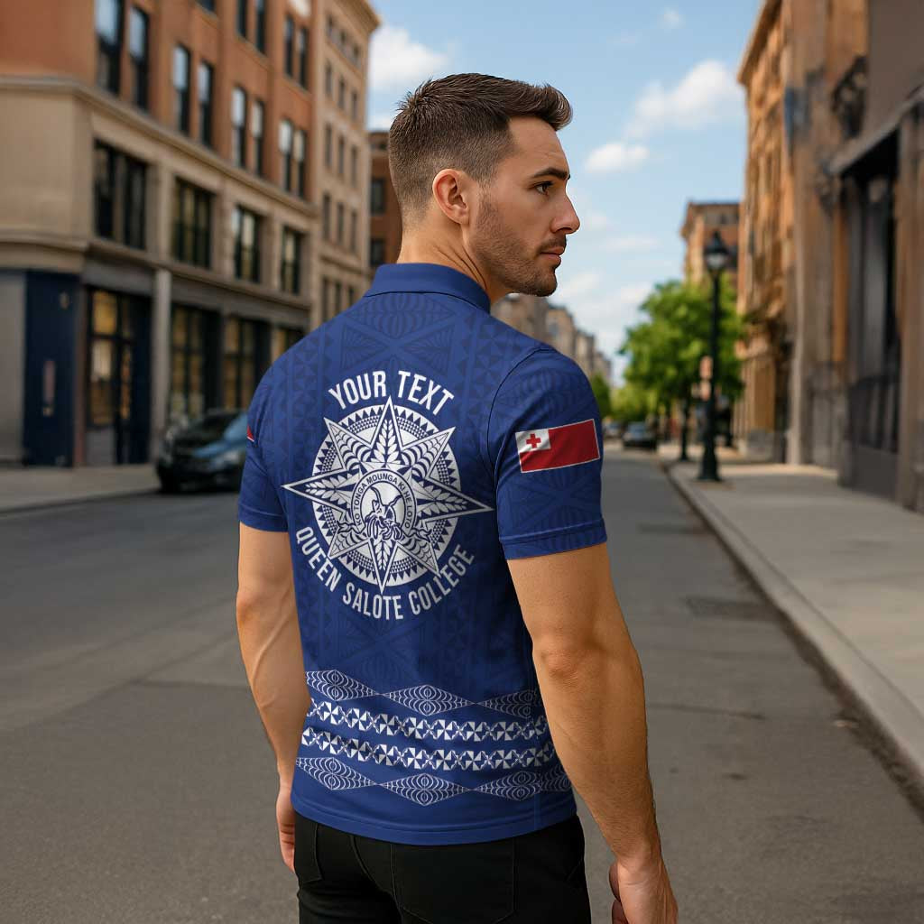 Queen Salote College 100 Years Anniversary Personalized Zipper Polo Shirt Tonga QSC Royal Blue - Polynesian Pride