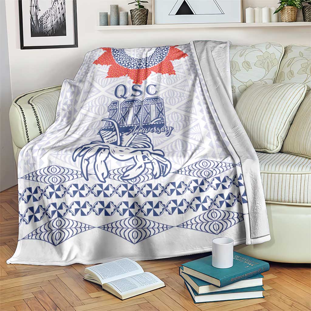 Queen Salote College 100 Years Anniversary Blanket Tonga QSC White LT7 White - Polynesian Pride