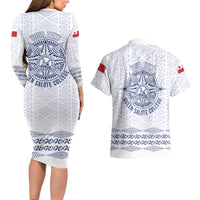 Queen Salote College 100 Years Anniversary Personalized Couples Matching Long Sleeve Bodycon Dress and Hawaiian Shirt Tonga QSC White LT7 - Polynesian Pride