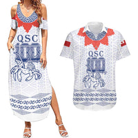 Queen Salote College 100 Years Anniversary Personalized Couples Matching Summer Maxi Dress and Hawaiian Shirt Tonga QSC White LT7 White - Polynesian Pride