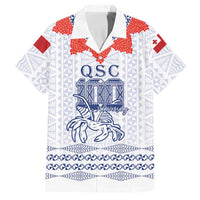 Queen Salote College 100 Years Anniversary Personalized Family Matching Off The Shoulder Long Sleeve Dress and Hawaiian Shirt Tonga QSC White LT7 Dad's Shirt - Short Sleeve White - Polynesian Pride