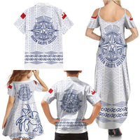 Queen Salote College 100 Years Anniversary Personalized Family Matching Summer Maxi Dress and Hawaiian Shirt Tonga QSC White LT7 - Polynesian Pride