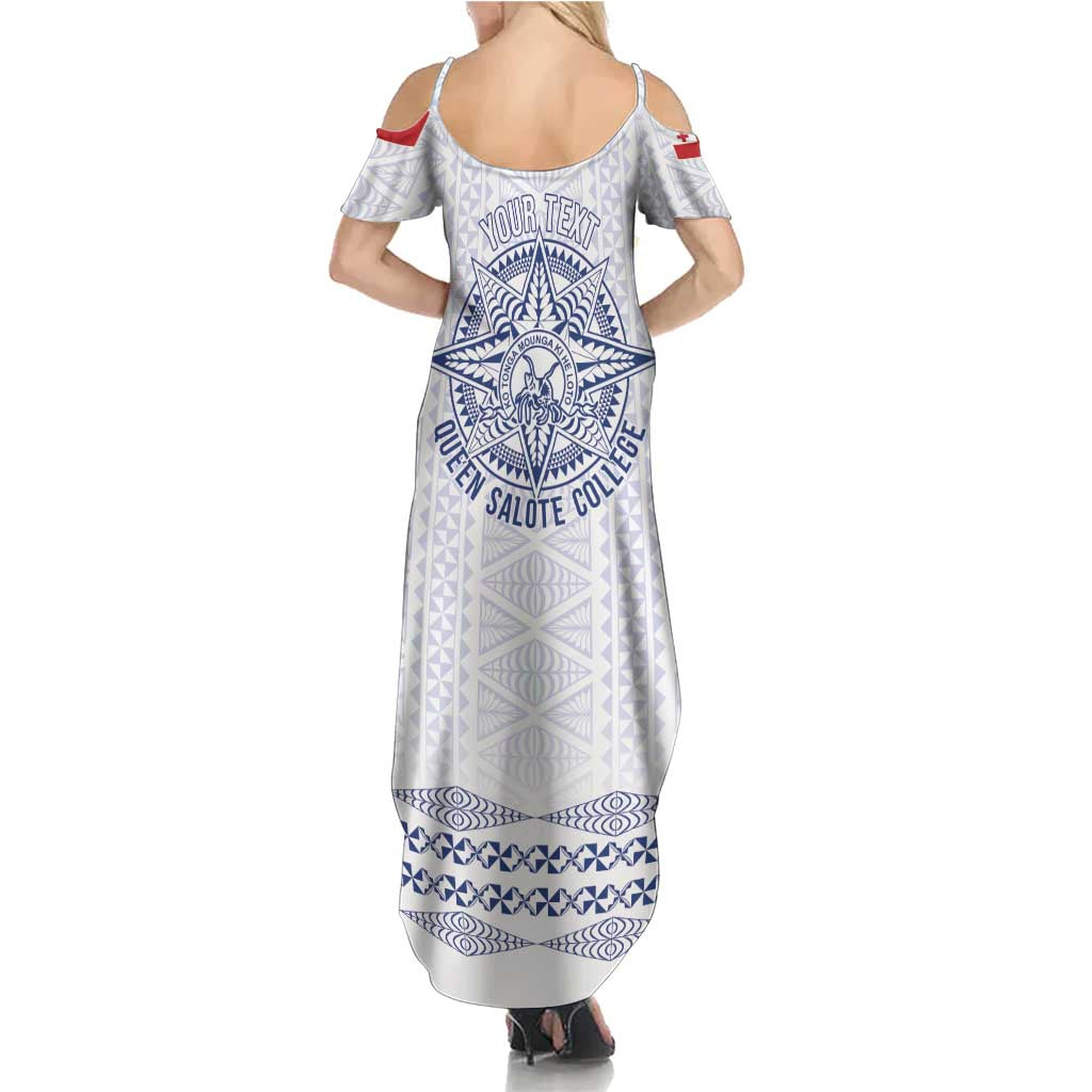 Queen Salote College 100 Years Anniversary Personalized Family Matching Summer Maxi Dress and Hawaiian Shirt Tonga QSC White LT7 - Polynesian Pride