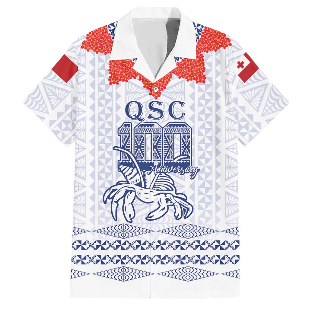 Queen Salote College 100 Years Anniversary Personalized Hawaiian Shirt Tonga QSC White LT7 White - Polynesian Pride