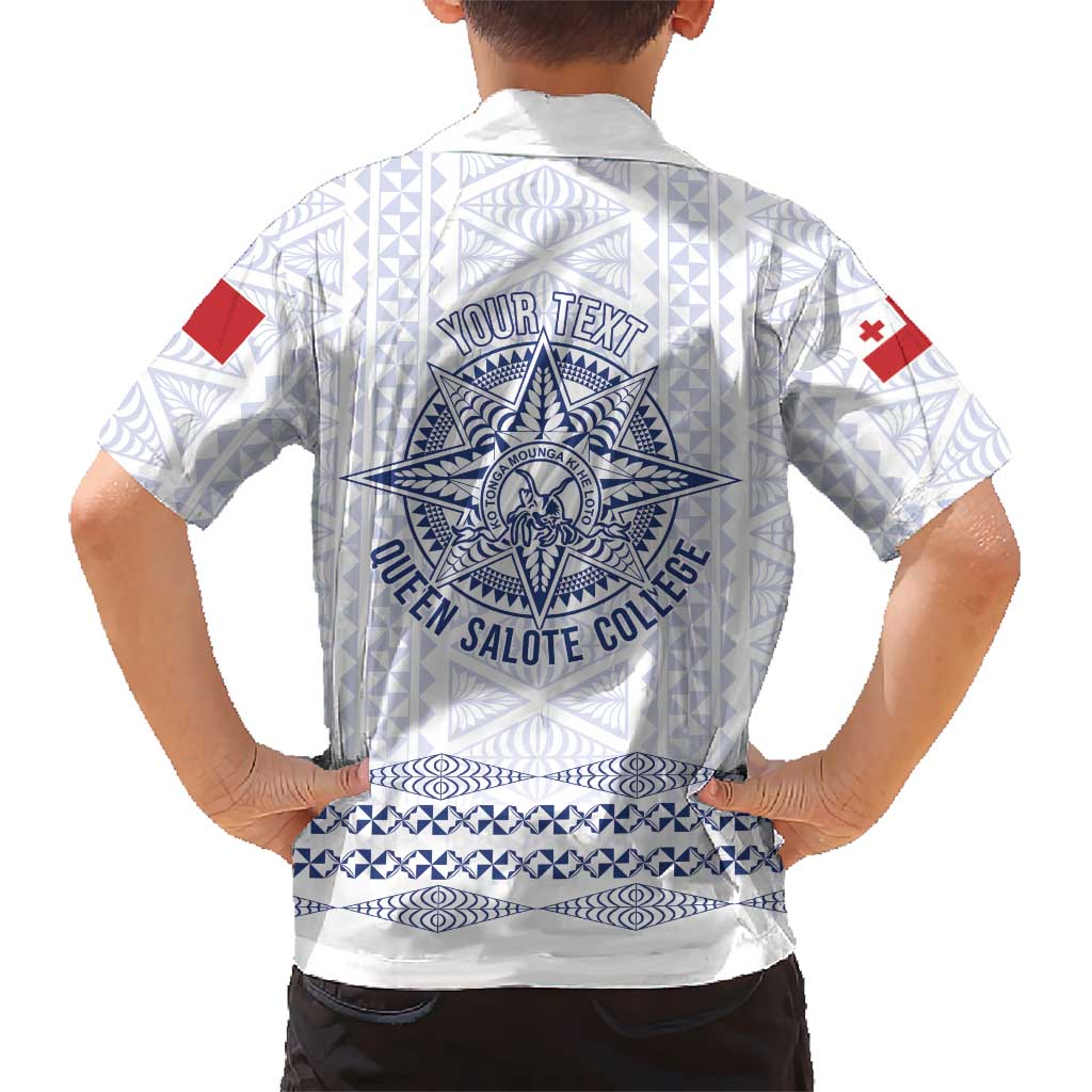 Queen Salote College 100 Years Anniversary Personalized Kid Hawaiian Shirt Tonga QSC White - Polynesian Pride