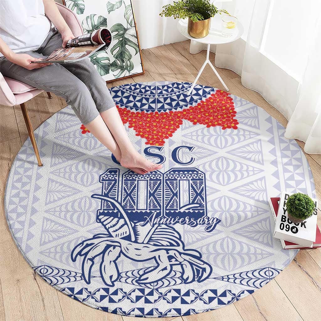 Queen Salote College 100 Years Anniversary Round Carpet Tonga QSC White LT7 - Polynesian Pride