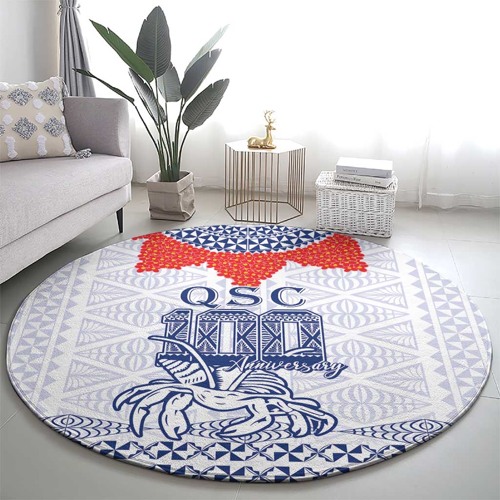 Queen Salote College 100 Years Anniversary Round Carpet Tonga QSC White LT7 - Polynesian Pride
