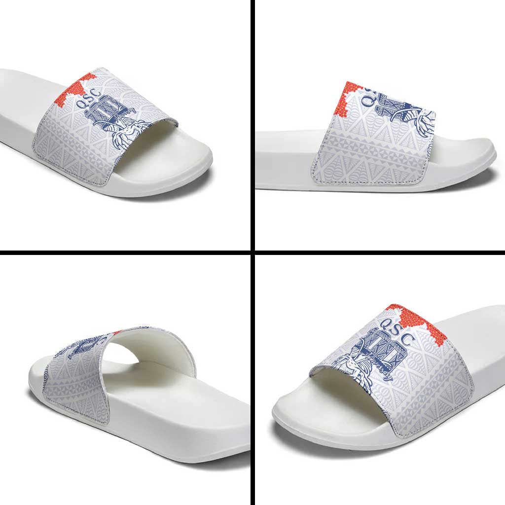 Queen Salote College 100 Years Anniversary Slide Sandals Tonga QSC White - Polynesian Pride