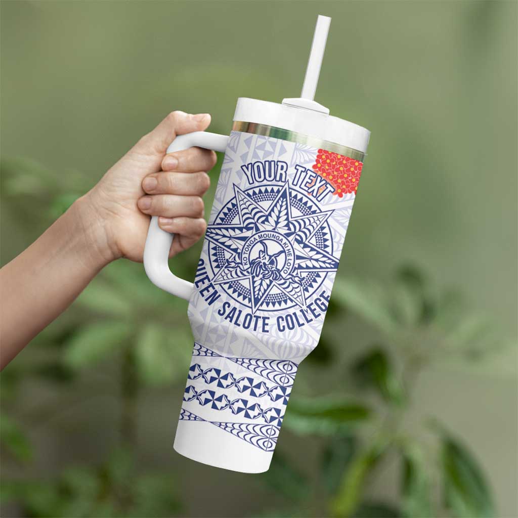 Queen Salote College 100 Years Anniversary Personalized Tumbler With Handle Tonga QSC White - Polynesian Pride