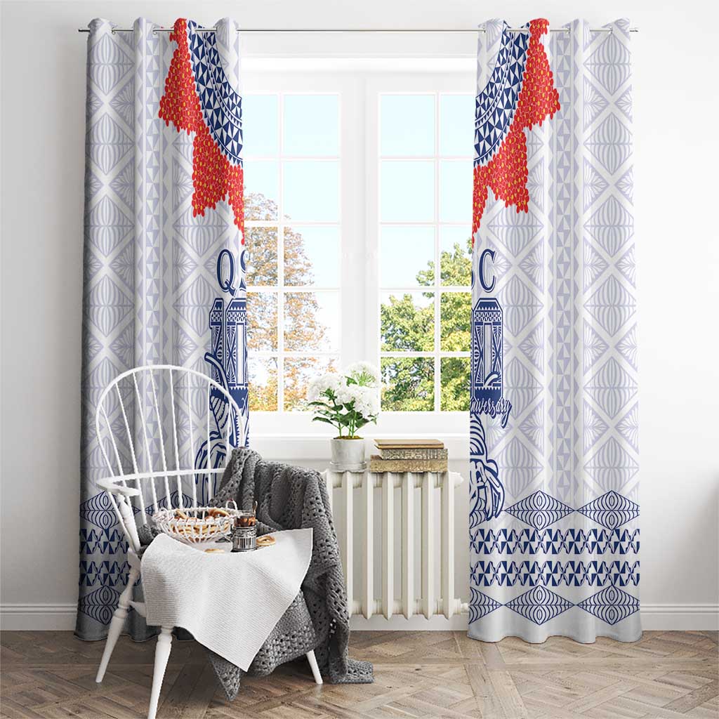 Queen Salote College 100 Years Anniversary Window Curtain Tonga QSC White - Polynesian Pride