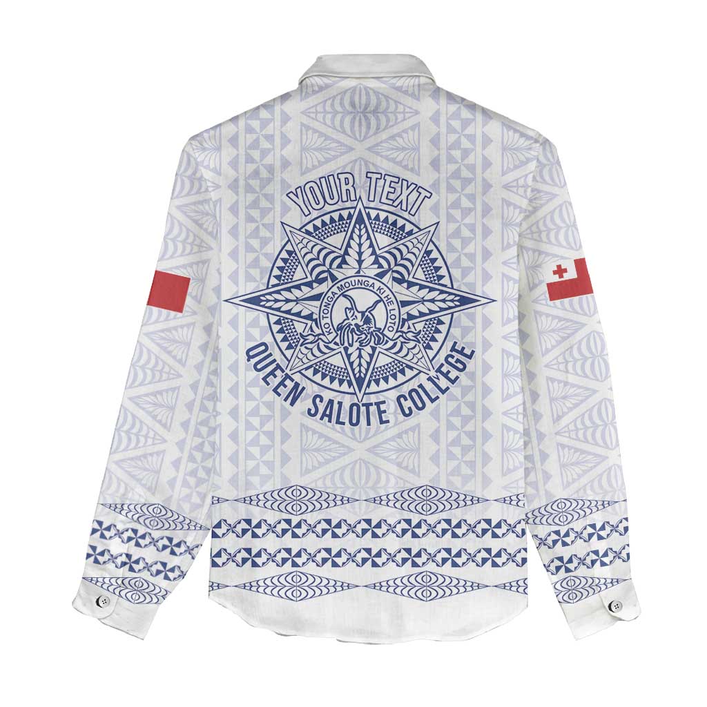 Queen Salote College 100 Years Anniversary Personalized Women Casual Shirt Tonga QSC White - Polynesian Pride