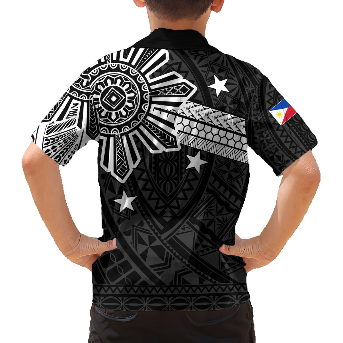Personalised Philippines Kid Hawaiian Shirt Tribal Sun LT7 - Polynesian Pride