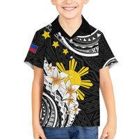Personalised Philippines Tribal Family Matching Summer Maxi Dress and Hawaiian Shirt Mix Plumeria LT7 Son's Shirt Black - Polynesian Pride