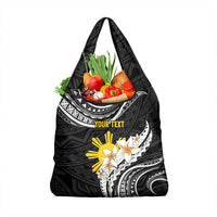 Personalised Philippines Tribal Grocery Bag Mix Plumeria LT7 1-pack One Size Black - Polynesian Pride
