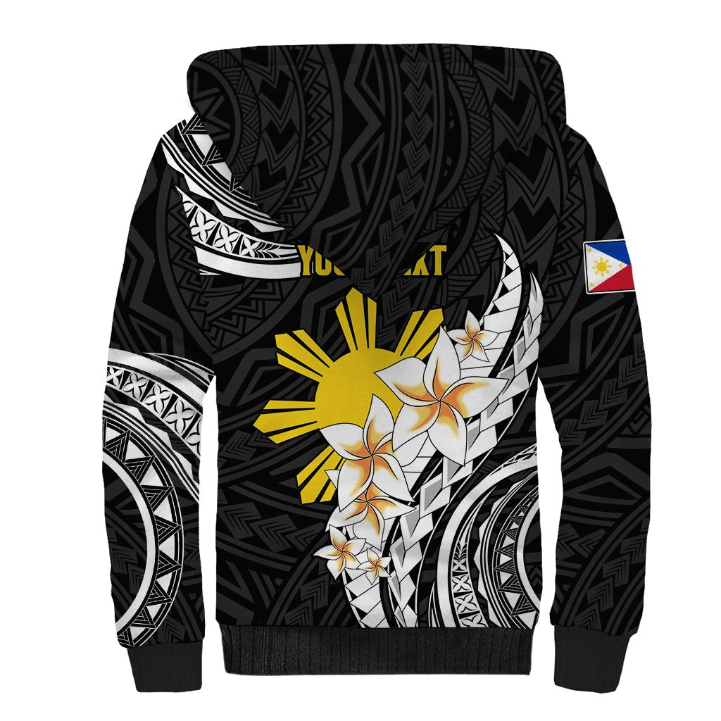 Personalised Philippines Tribal Sherpa Hoodie Mix Plumeria LT7 - Polynesian Pride