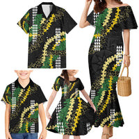 Hawaii Aloha Kakau Family Matching Mermaid Dress and Hawaiian Shirt Puakenikeni and Maile Lei Twist LT7 - Polynesian Pride