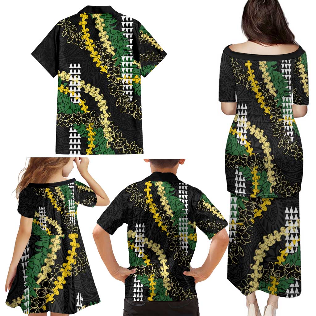 Hawaii Aloha Kakau Family Matching Puletasi and Hawaiian Shirt Puakenikeni and Maile Lei Twist LT7 - Polynesian Pride