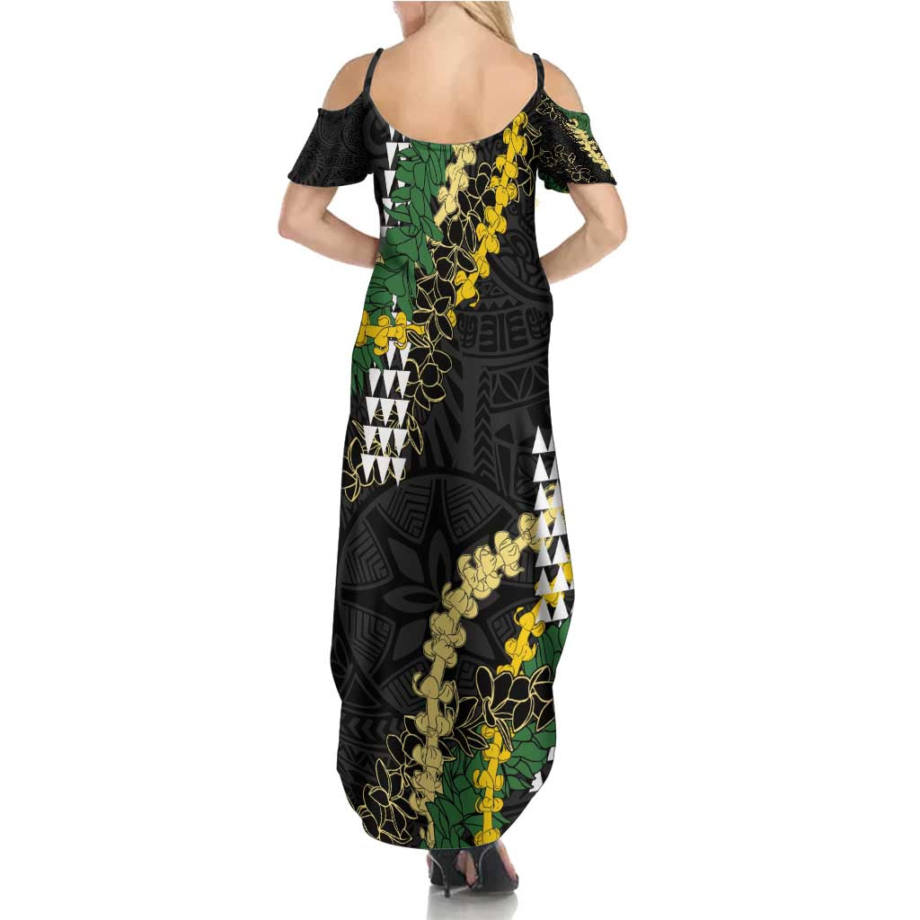 Hawaii Aloha Kakau Family Matching Summer Maxi Dress and Hawaiian Shirt Puakenikeni and Maile Lei Twist LT7 - Polynesian Pride