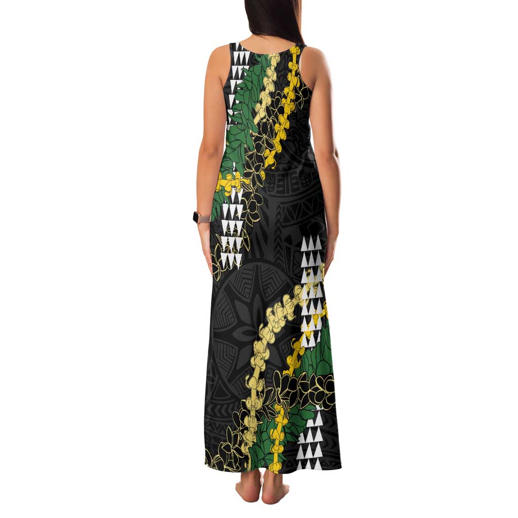 Hawaii Aloha Kakau Family Matching Tank Maxi Dress and Hawaiian Shirt Puakenikeni and Maile Lei Twist LT7 - Polynesian Pride