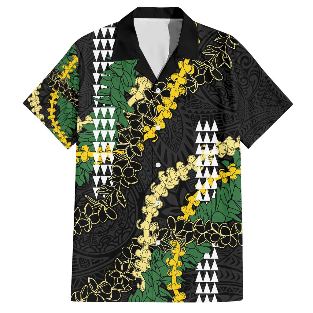 Hawaii Aloha Kakau Hawaiian Shirt Puakenikeni and Maile Lei Twist LT7 Black - Polynesian Pride