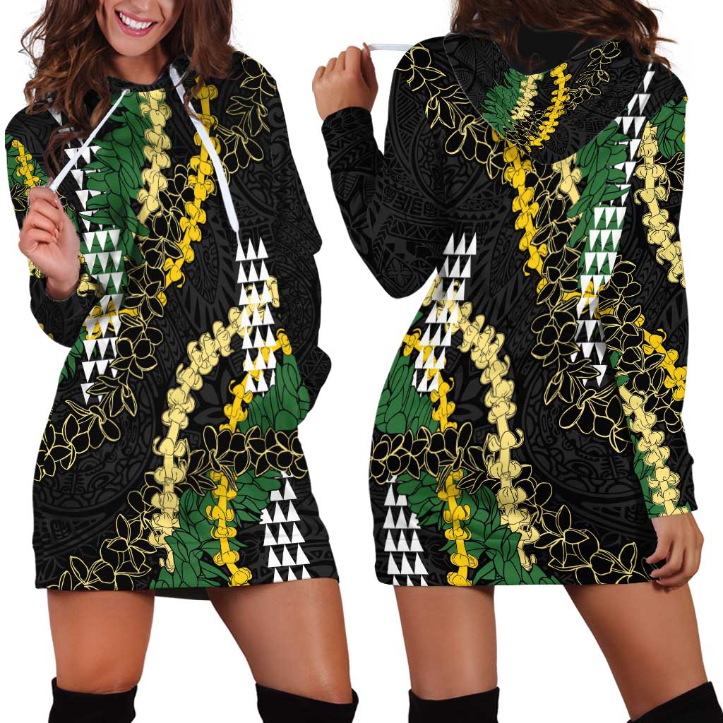 Hawaii Aloha Kakau Hoodie Dress Puakenikeni and Maile Lei Twist LT7 - Polynesian Pride
