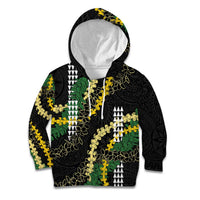 Hawaii Aloha Kakau Kid Hoodie Puakenikeni and Maile Lei Twist LT7 Hoodie Black - Polynesian Pride