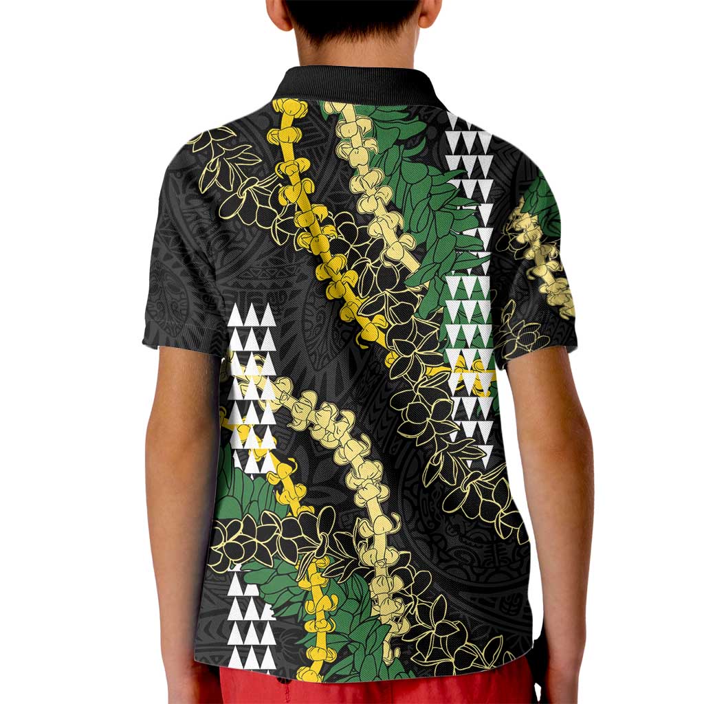Hawaii Aloha Kakau Kid Polo Shirt Puakenikeni and Maile Lei Twist LT7 - Polynesian Pride