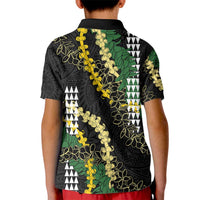 Hawaii Aloha Kakau Kid Polo Shirt Puakenikeni and Maile Lei Twist LT7 - Polynesian Pride