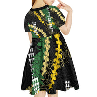 Hawaii Aloha Kakau Kid Short Sleeve Dress Puakenikeni and Maile Lei Twist LT7 - Polynesian Pride