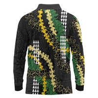 Hawaii Aloha Kakau Long Sleeve Polo Shirt Puakenikeni and Maile Lei Twist LT7 - Polynesian Pride