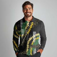 Hawaii Aloha Kakau Long Sleeve Polo Shirt Puakenikeni and Maile Lei Twist LT7 - Polynesian Pride