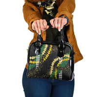 Hawaii Aloha Kakau Shoulder Handbag Puakenikeni and Maile Lei Twist LT7 One Size Black - Polynesian Pride