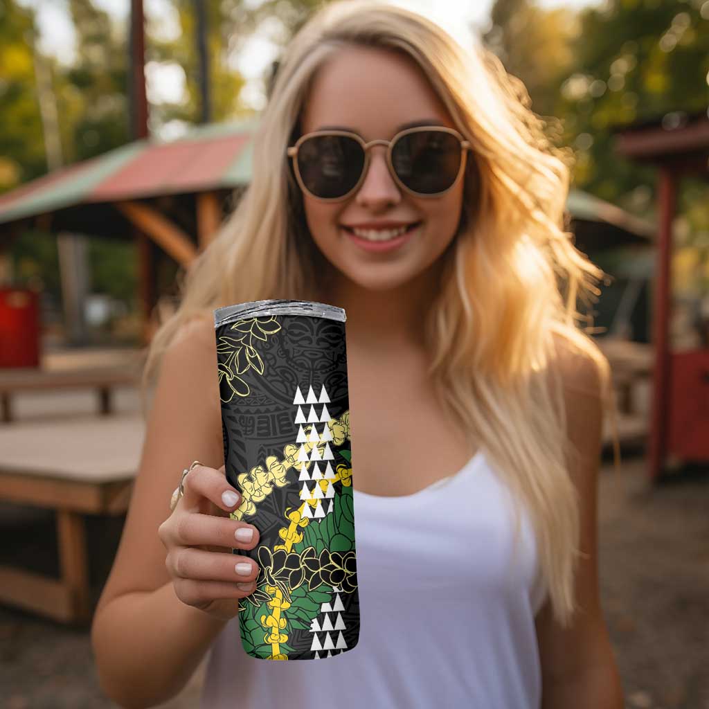 Hawaii Aloha Kakau Skinny Tumbler Puakenikeni and Maile Lei Twist LT7 - Polynesian Pride