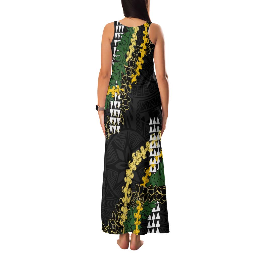 Hawaii Aloha Kakau Tank Maxi Dress Puakenikeni and Maile Lei Twist LT7 - Polynesian Pride