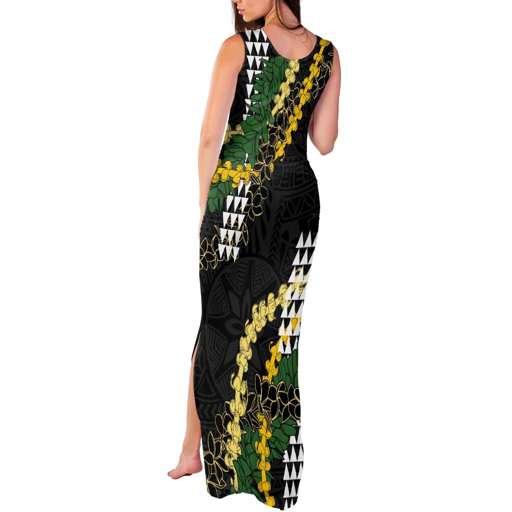 Hawaii Aloha Kakau Tank Maxi Dress Puakenikeni and Maile Lei Twist LT7 - Polynesian Pride