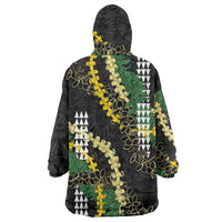 Hawaii Aloha Kakau Wearable Blanket Hoodie Puakenikeni and Maile Lei Twist LT7 - Polynesian Pride