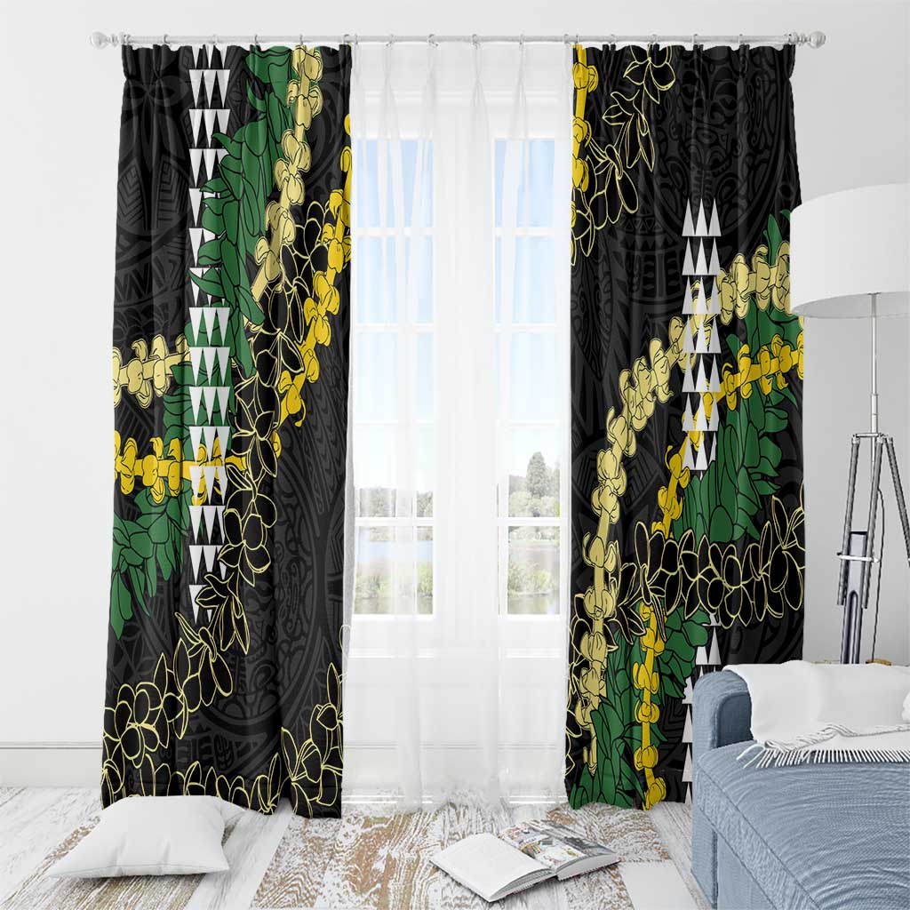Hawaii Aloha Kakau Window Curtain Puakenikeni and Maile Lei Twist LT7 - Polynesian Pride