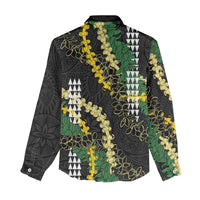 Hawaii Aloha Kakau Women Casual Shirt Puakenikeni and Maile Lei Twist LT7 - Polynesian Pride