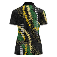 Hawaii Aloha Kakau Women Polo Shirt Puakenikeni and Maile Lei Twist LT7 - Polynesian Pride