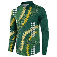 Hawaii Aloha Kakau Button Sweatshirt Green Puakenikeni and Maile Lei Twist LT7 - Polynesian Pride