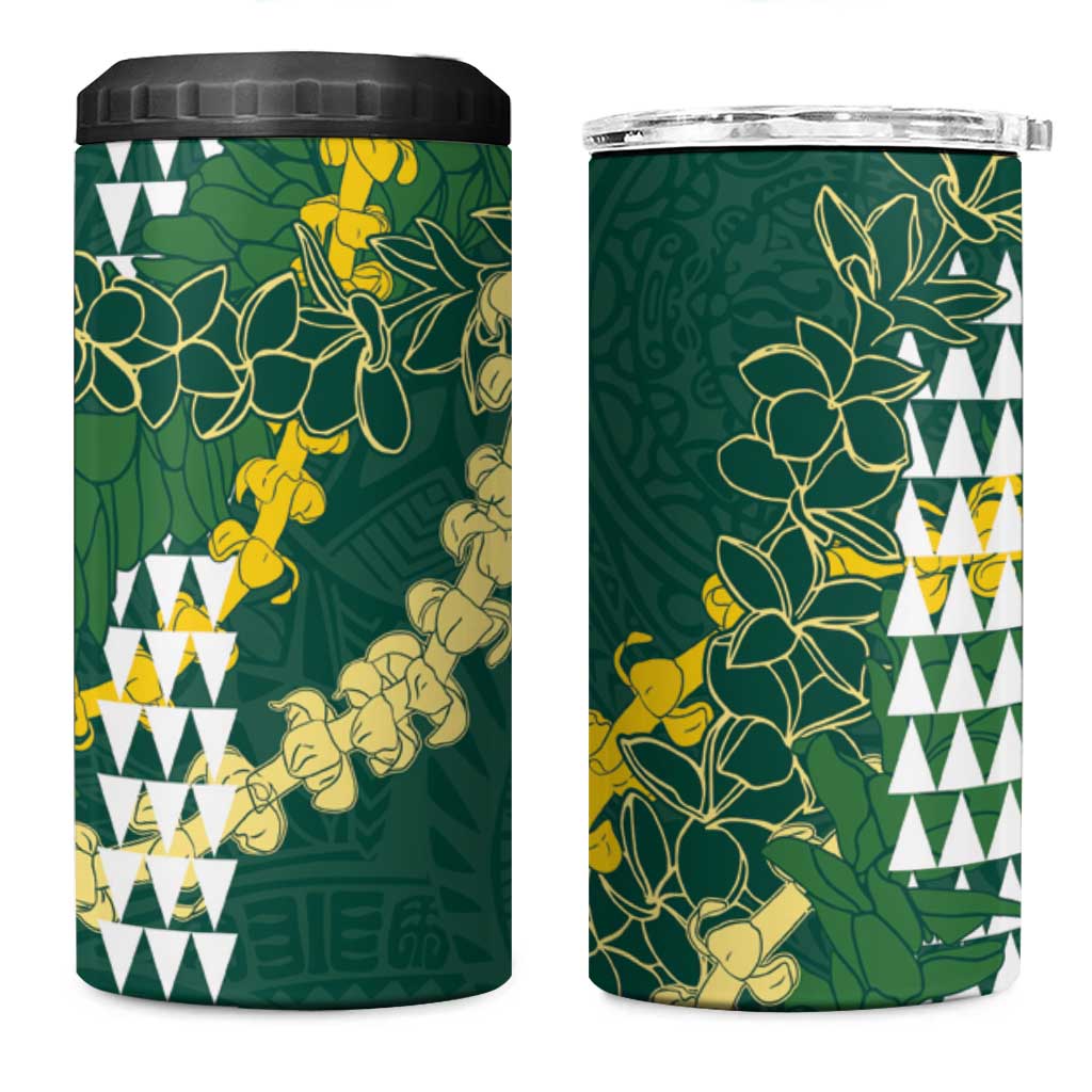 Hawaii Aloha Kakau 4 in 1 Can Cooler Tumbler Green Puakenikeni and Maile Lei Twist LT7 One Size: 16 oz Green - Polynesian Pride