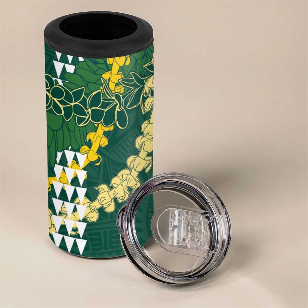 Hawaii Aloha Kakau 4 in 1 Can Cooler Tumbler Green Puakenikeni and Maile Lei Twist LT7 - Polynesian Pride