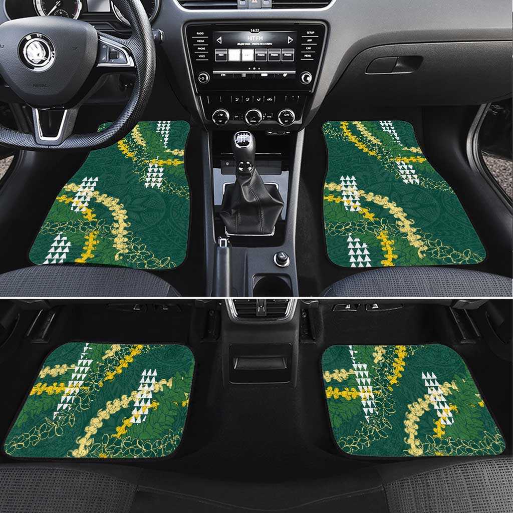 Hawaii Aloha Kakau Car Mats Green Puakenikeni and Maile Lei Twist LT7 Set 4pcs Green - Polynesian Pride