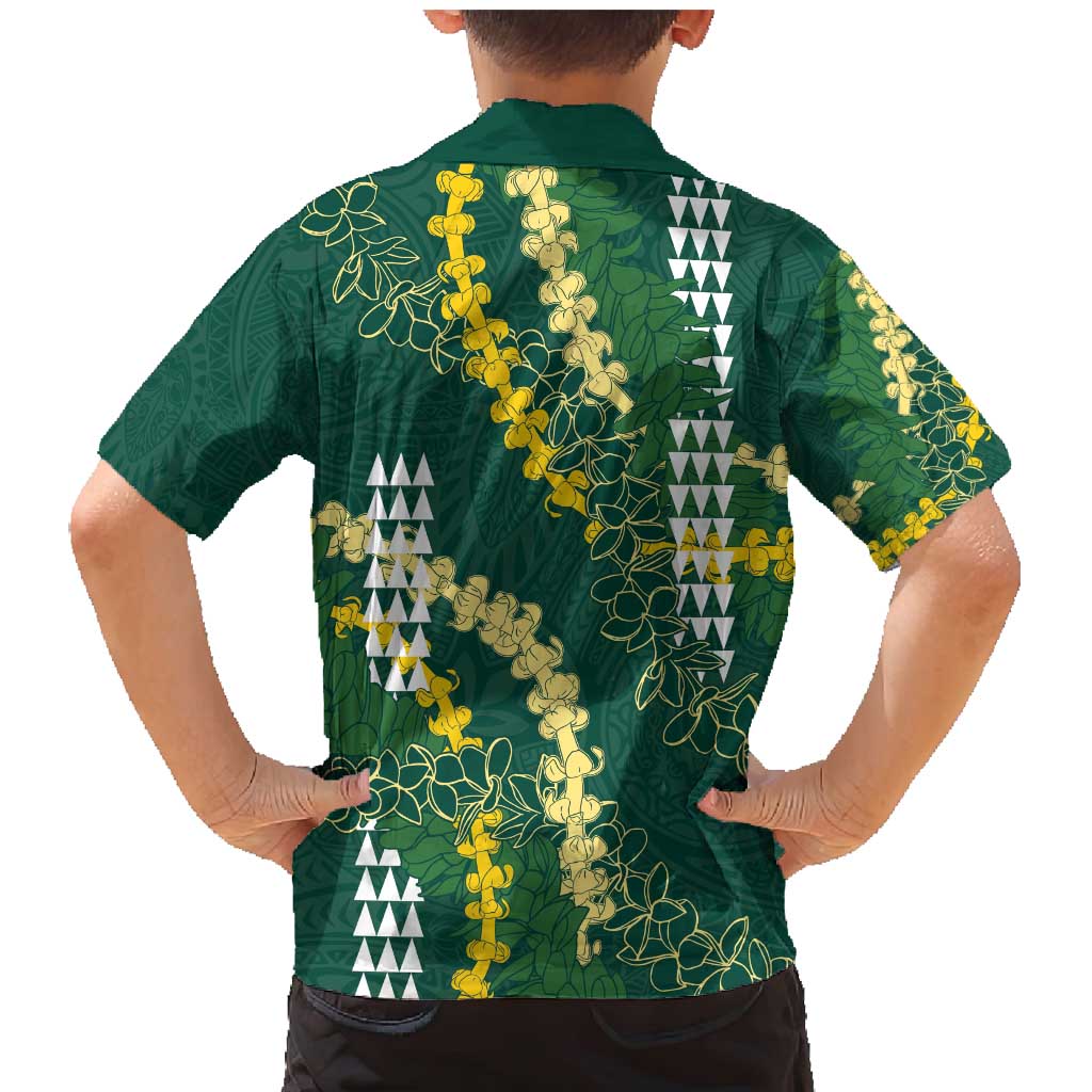 Hawaii Aloha Kakau Family Matching Mermaid Dress and Hawaiian Shirt Green Puakenikeni and Maile Lei Twist LT7 - Polynesian Pride