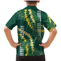 Hawaii Aloha Kakau Family Matching Mermaid Dress and Hawaiian Shirt Green Puakenikeni and Maile Lei Twist LT7 - Polynesian Pride